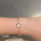⭐Miroze STAR AND SUN 4 MOTIF WHITE MOP PINK GOLD BRACELET