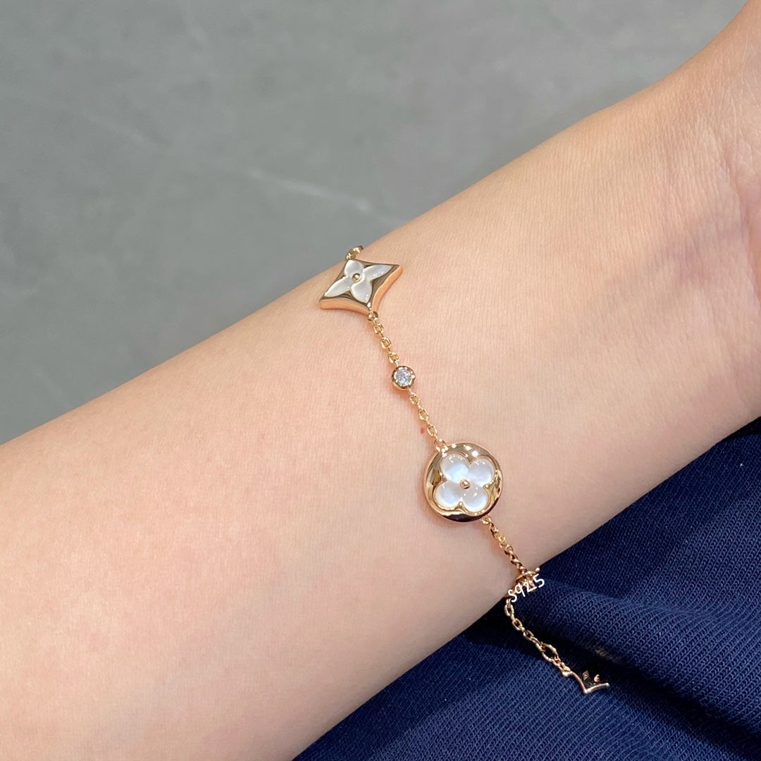 ⭐Miroze STAR AND SUN 4 MOTIF WHITE MOP PINK GOLD BRACELET