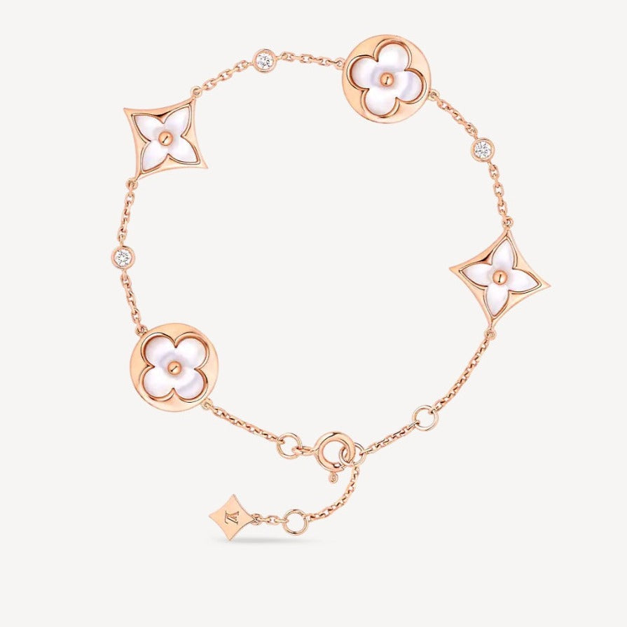 ⭐Miroze STAR AND SUN 4 MOTIF WHITE MOP PINK GOLD BRACELET