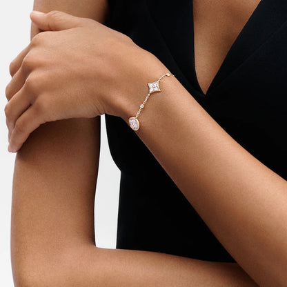 [⭐Miroze]STAR AND SUN 4 MOTIF WHITE MOP PINK GOLD BRACELET