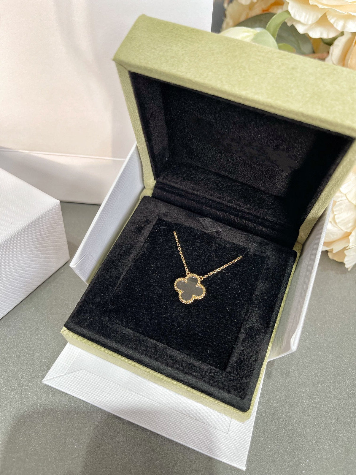 [⭐Miroze]CLOVER ROCK CRYSTAL ROSE GOLD NECKLACE