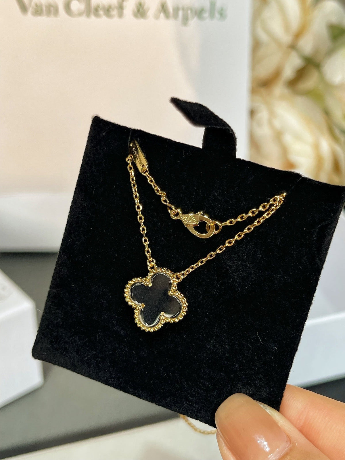 [⭐Miroze]CLOVER ROCK CRYSTAL ROSE GOLD NECKLACE