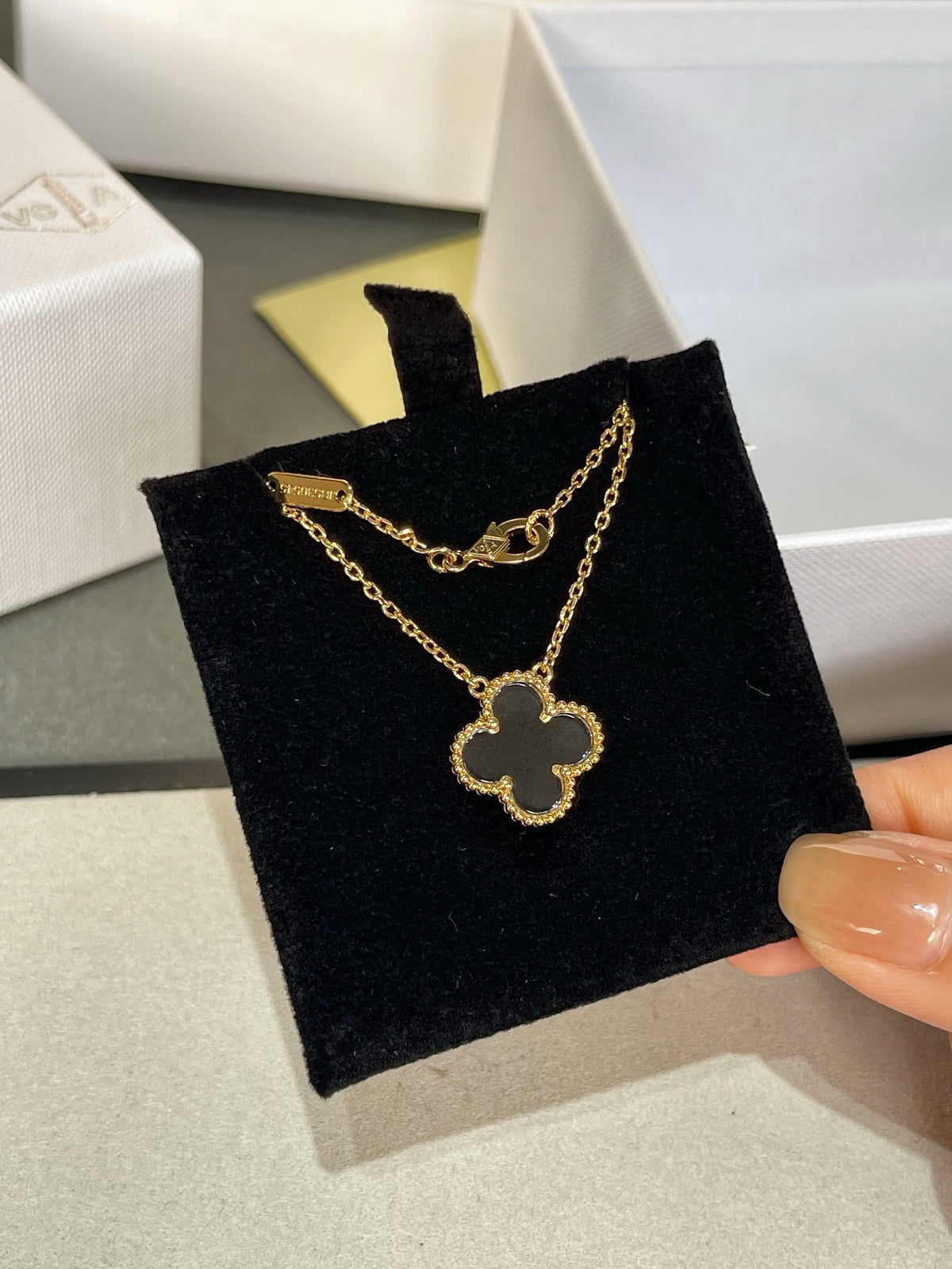 ⭐Miroze CLOVER ROCK CRYSTAL ROSE GOLD NECKLACE