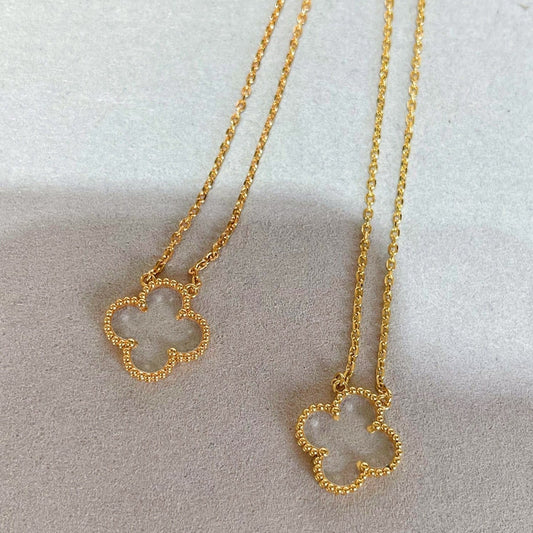 [⭐Miroze]CLOVER ROCK CRYSTAL ROSE GOLD NECKLACE
