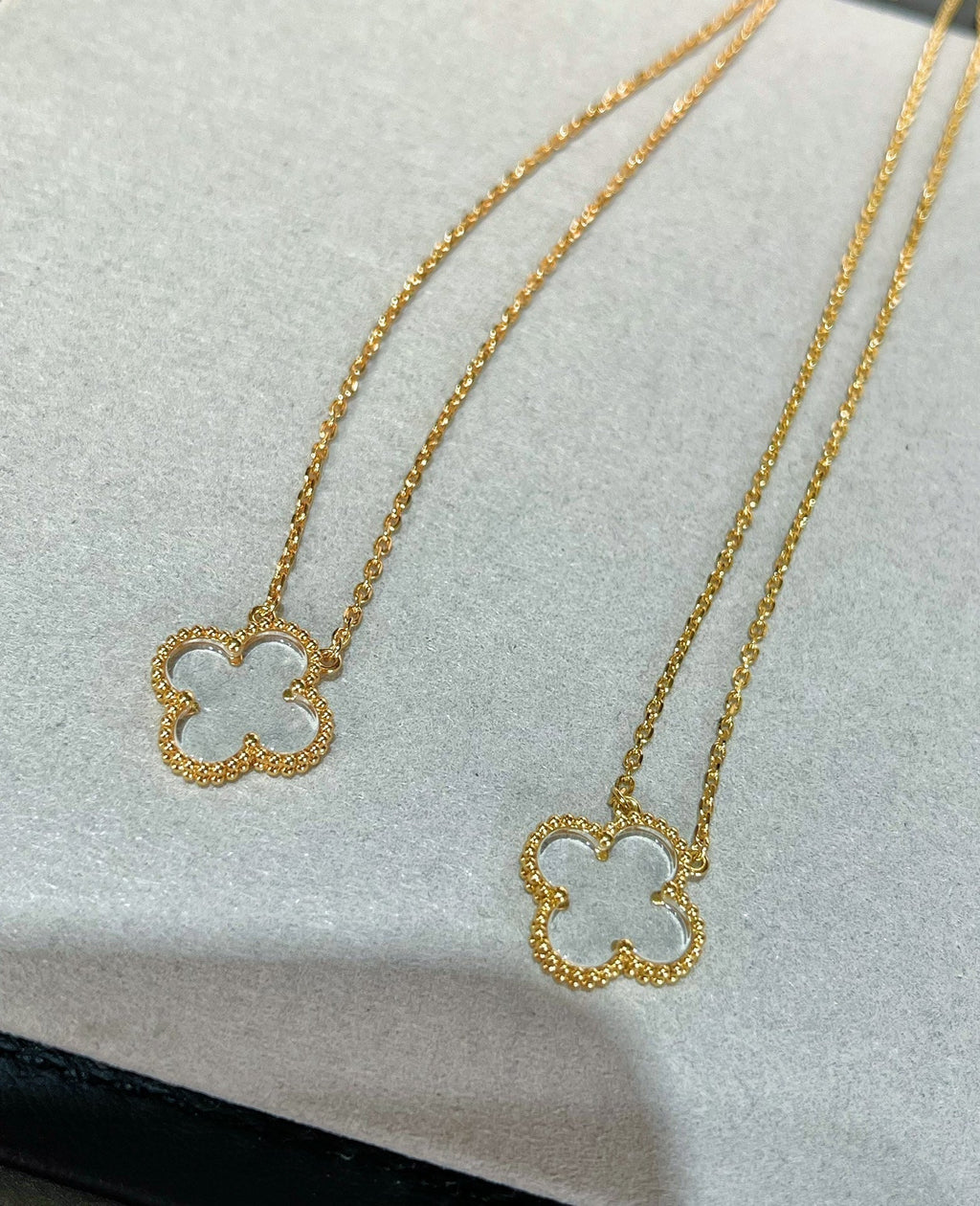 ⭐Miroze CLOVER ROCK CRYSTAL ROSE GOLD NECKLACE