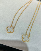 ⭐Miroze CLOVER ROCK CRYSTAL ROSE GOLD NECKLACE