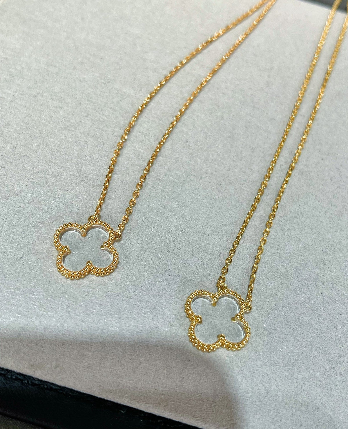⭐Miroze CLOVER ROCK CRYSTAL ROSE GOLD NECKLACE