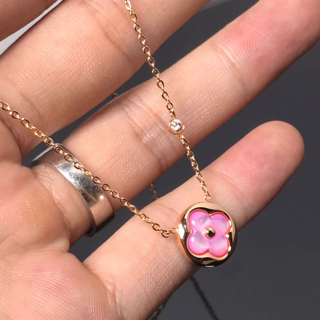 ⭐Miroze COLOR BLOSSOM PINK MOP SUN GOLD NECKLACE