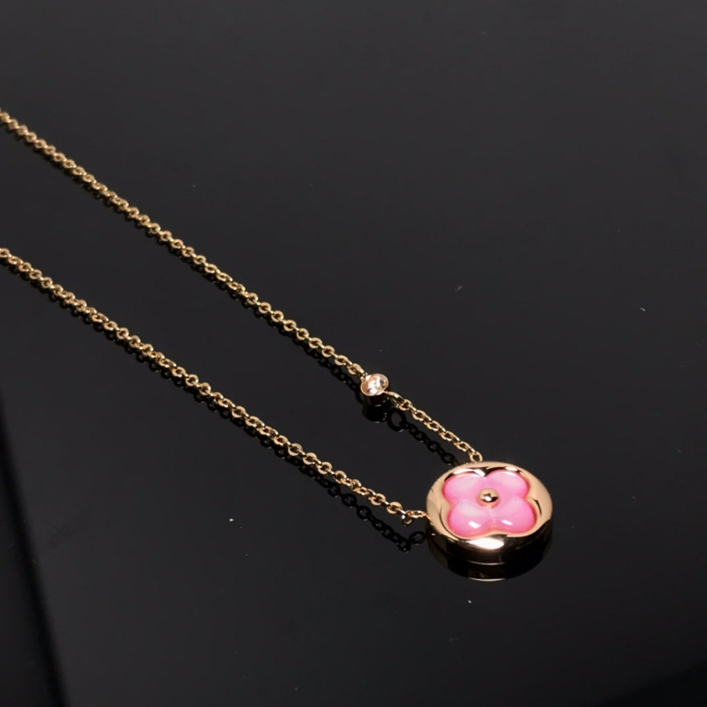 ⭐Miroze COLOR BLOSSOM PINK MOP SUN GOLD NECKLACE