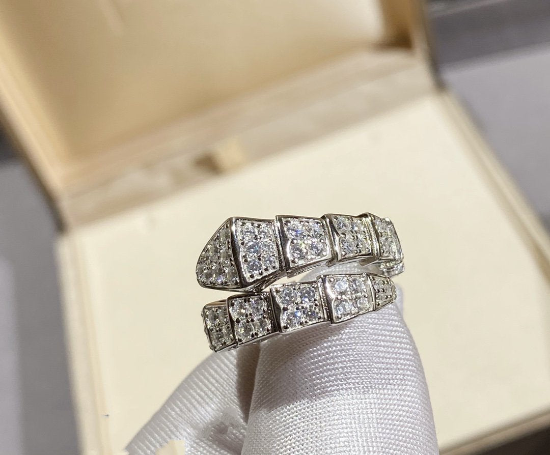 [⭐Veya]SERPENTI RING SILVER DIAMOND PAVED