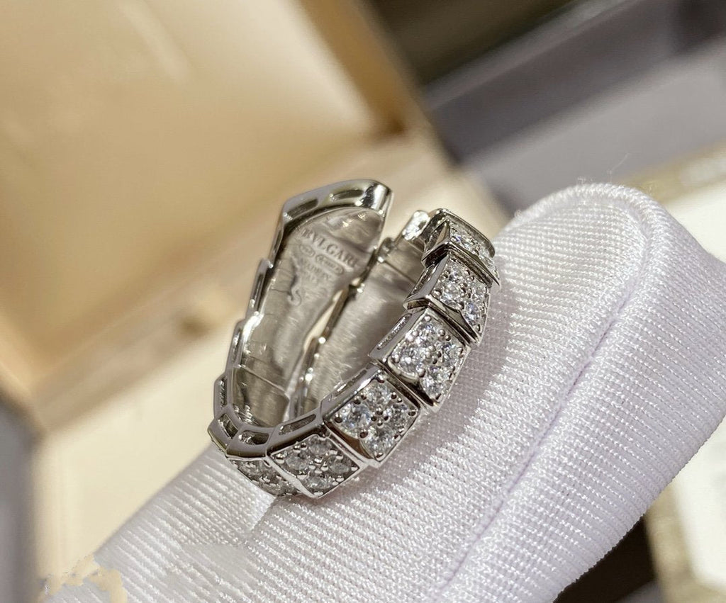 [⭐Veya]SERPENTI RING SILVER DIAMOND PAVED