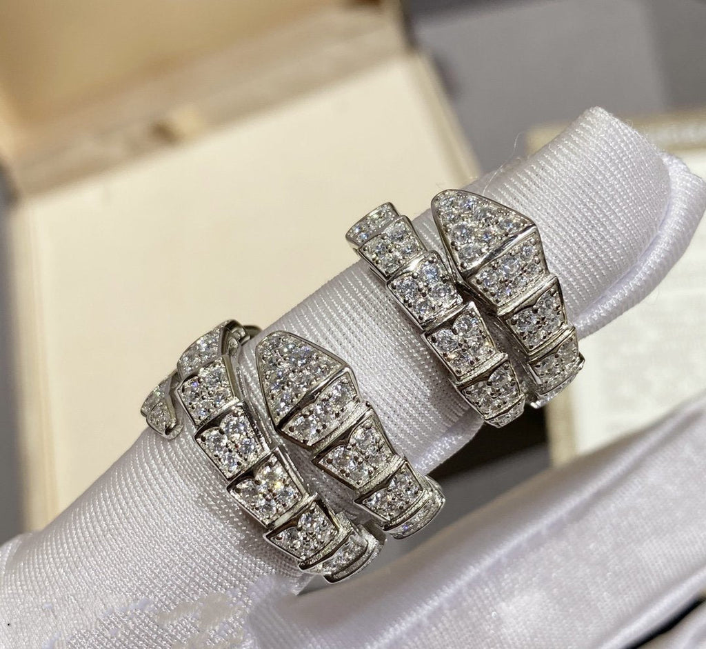 [⭐Veya]SERPENTI RING SILVER DIAMOND PAVED