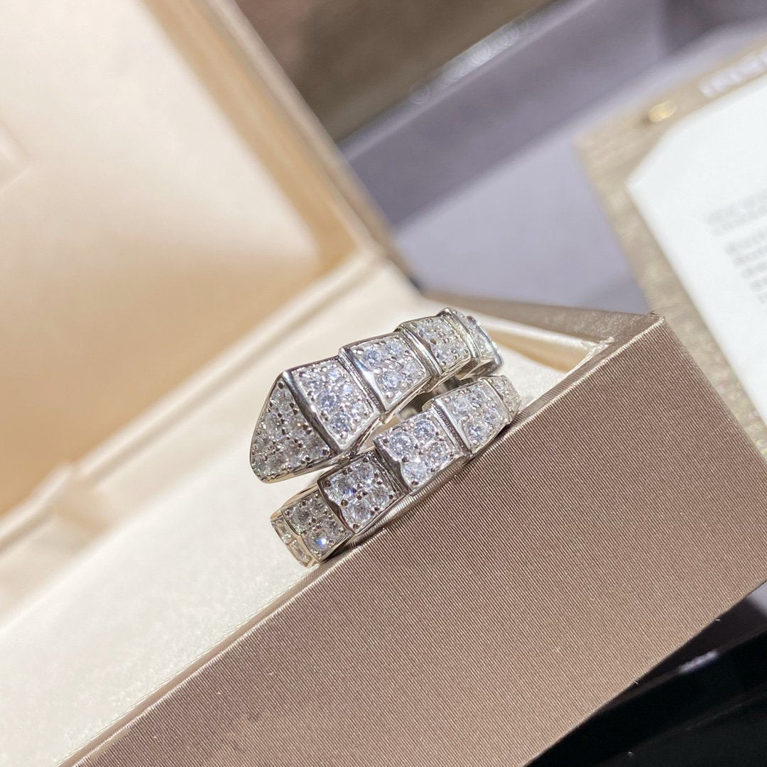 [⭐Miroze]SERPENTI RING SILVER DIAMOND PAVED