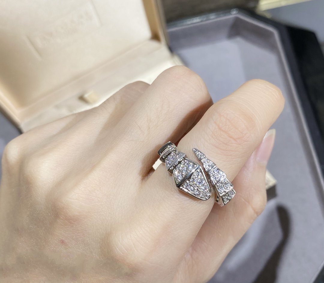 [⭐Miroze]SERPENTI LARGE RING SILVER DIAMOND PAVED