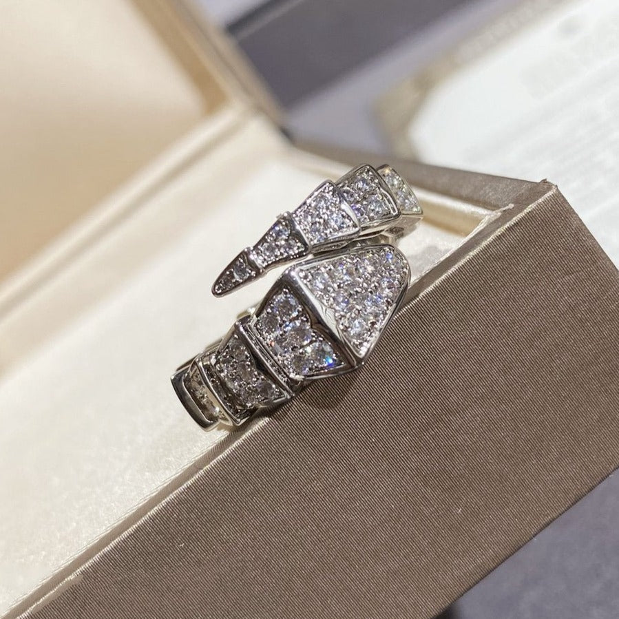 [⭐Miroze]SERPENTI LARGE RING SILVER DIAMOND PAVED