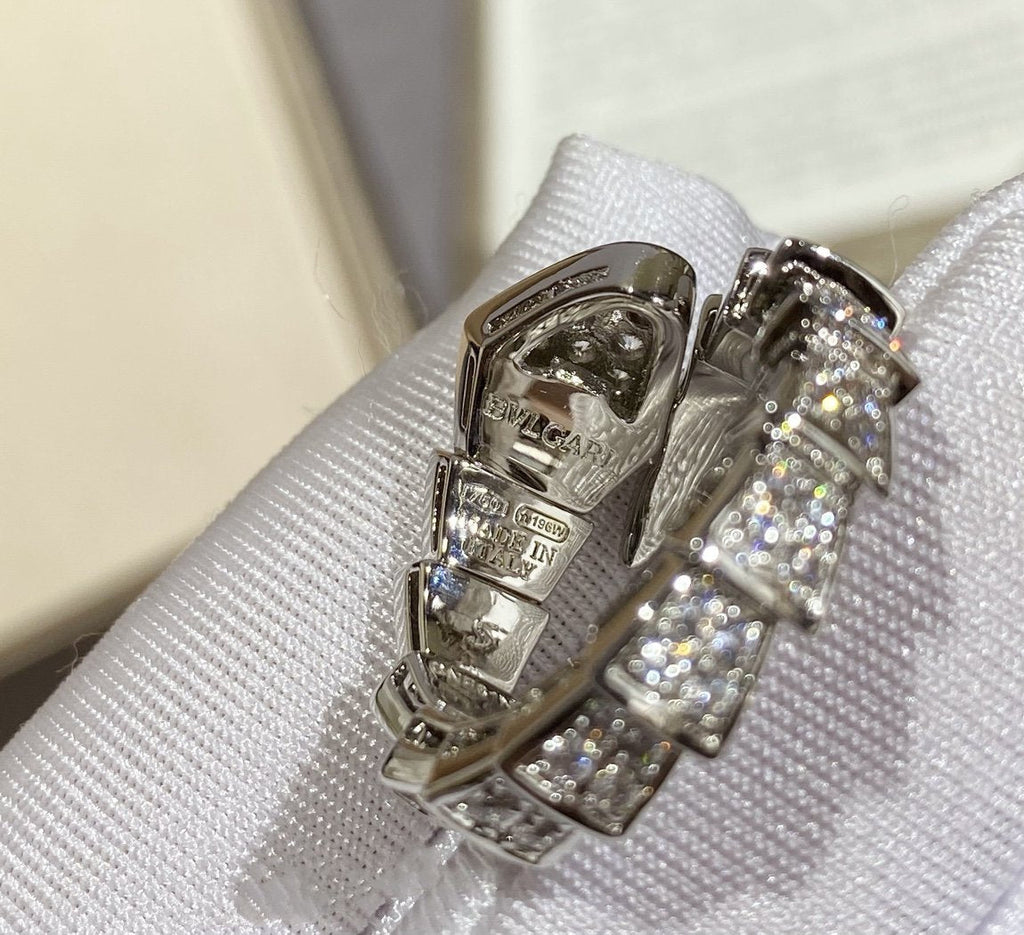 [⭐Veya]SERPENTI LARGE RING SILVER DIAMOND PAVED