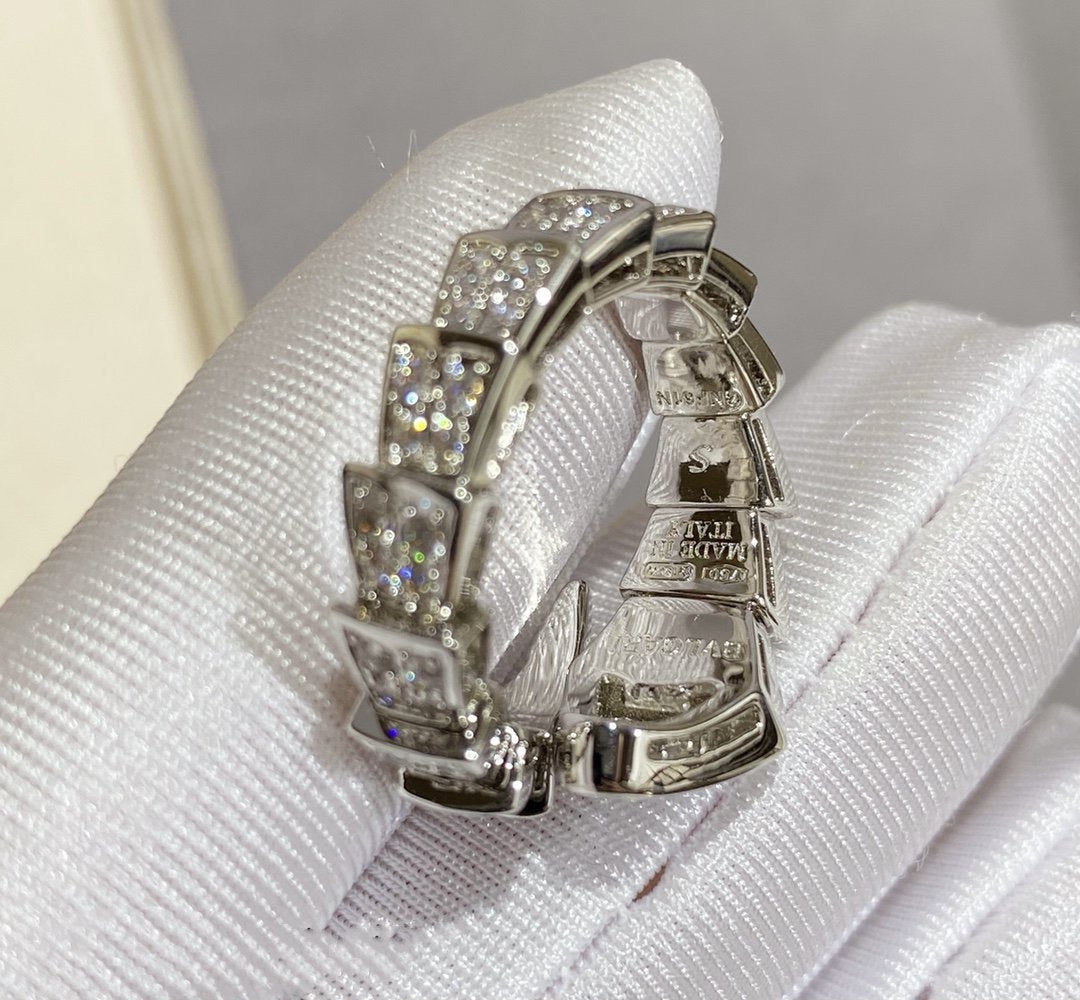 [⭐Miroze]SERPENTI LARGE RING SILVER DIAMOND PAVED