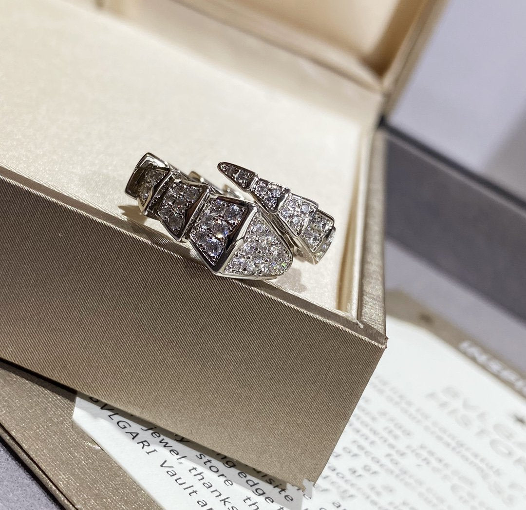 [⭐Veya]SERPENTI LARGE RING SILVER DIAMOND PAVED