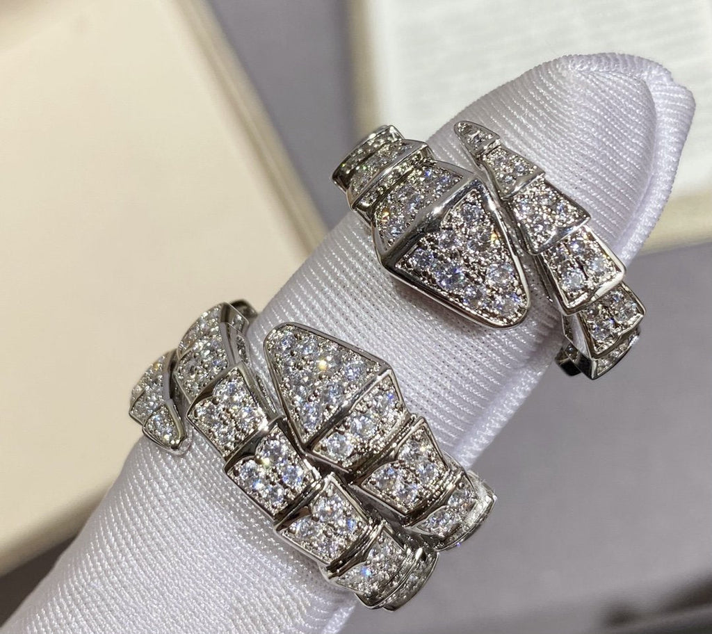 [⭐Veya]SERPENTI LARGE RING SILVER DIAMOND PAVED