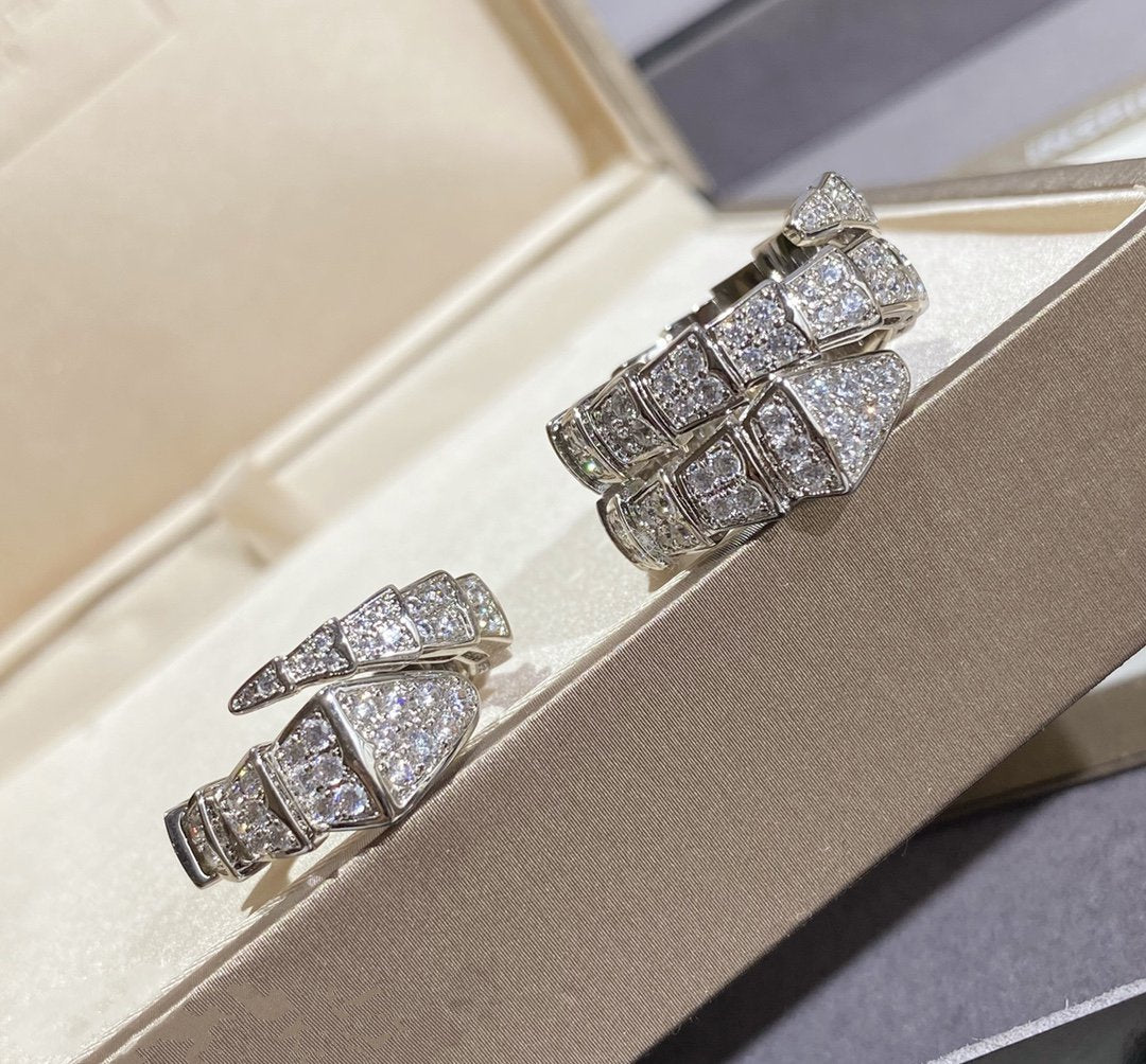 [⭐Veya]SERPENTI LARGE RING SILVER DIAMOND PAVED