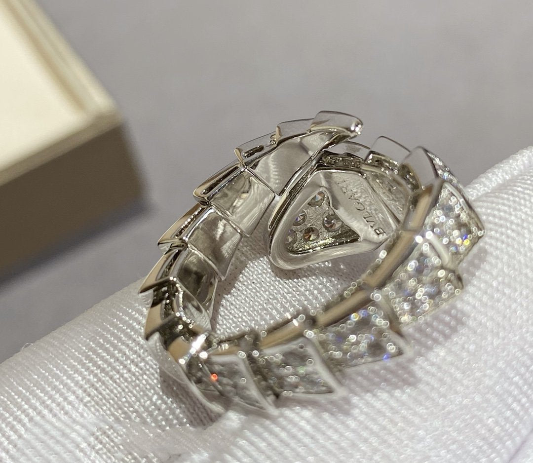 [⭐Miroze]SERPENTI LARGE RING SILVER DIAMOND PAVED