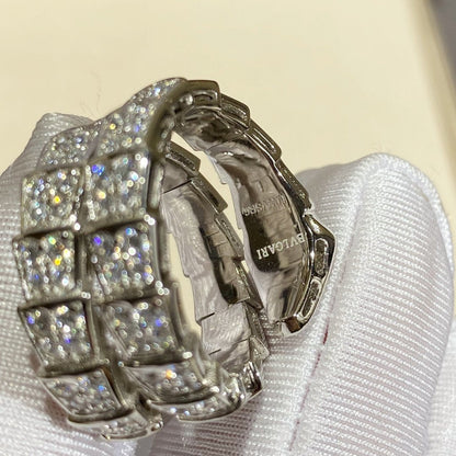 [⭐Miroze]SERPENTI DOUBLE RING SILVER DIAMOND PAVED