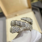 [⭐Veya]SERPENTI DOUBLE RING SILVER DIAMOND PAVED