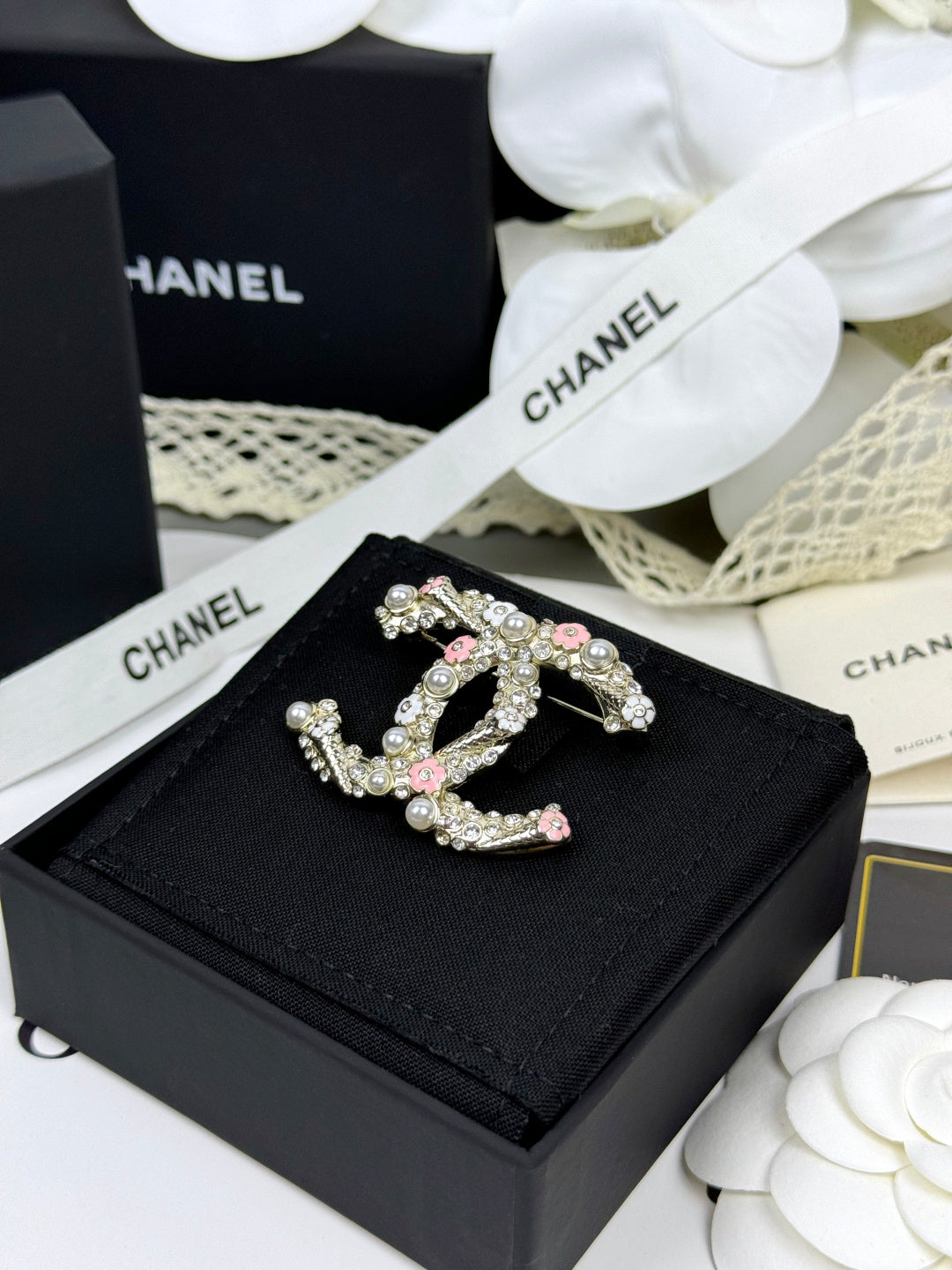 [⭐Miroze]26C Pink-White Enamel Ice Cream Cone Double C Brooch