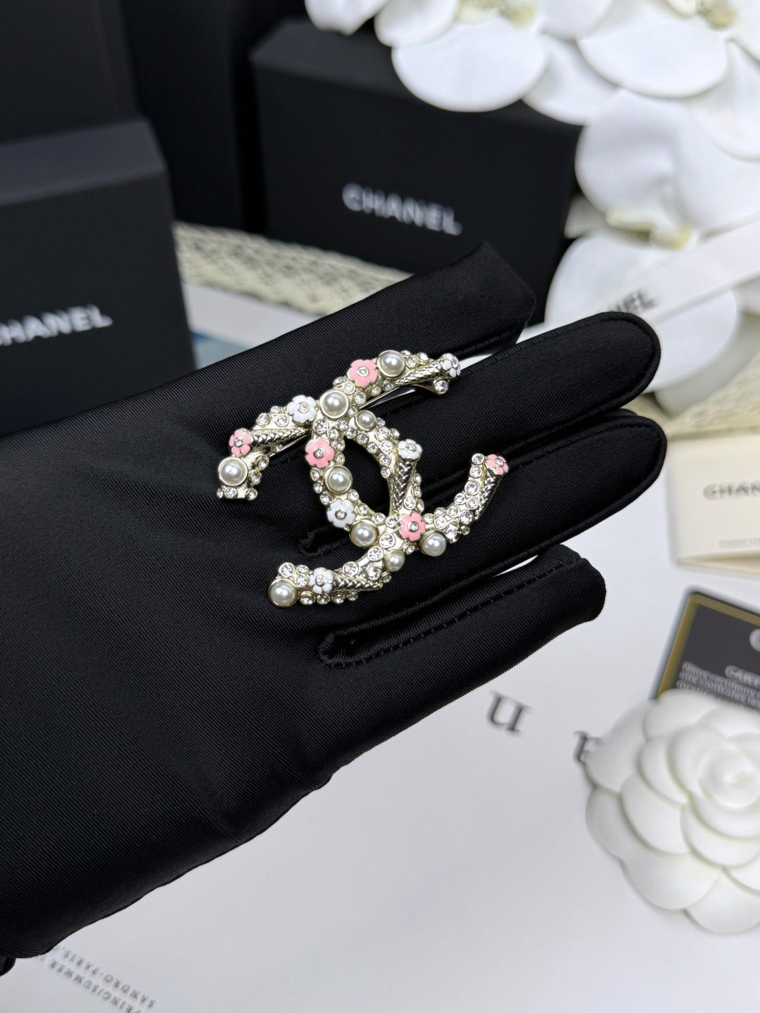 [⭐Miroze]26C Pink-White Enamel Ice Cream Cone Double C Brooch