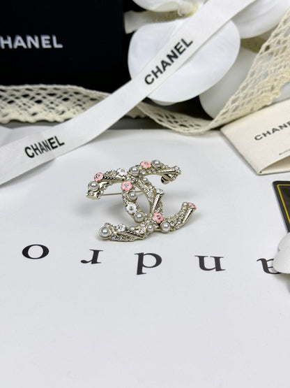 [⭐Miroze]26C Pink-White Enamel Ice Cream Cone Double C Brooch