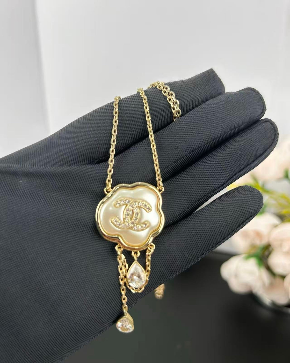 [⭐Miroze]Cloud Pearl Mother-of-Pearl Diamond Chain Pendant Necklace