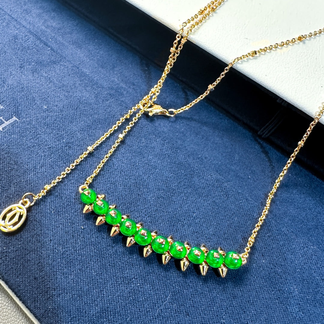 [⭐Miroze]New Arrival: Green Bead Rivet Necklace