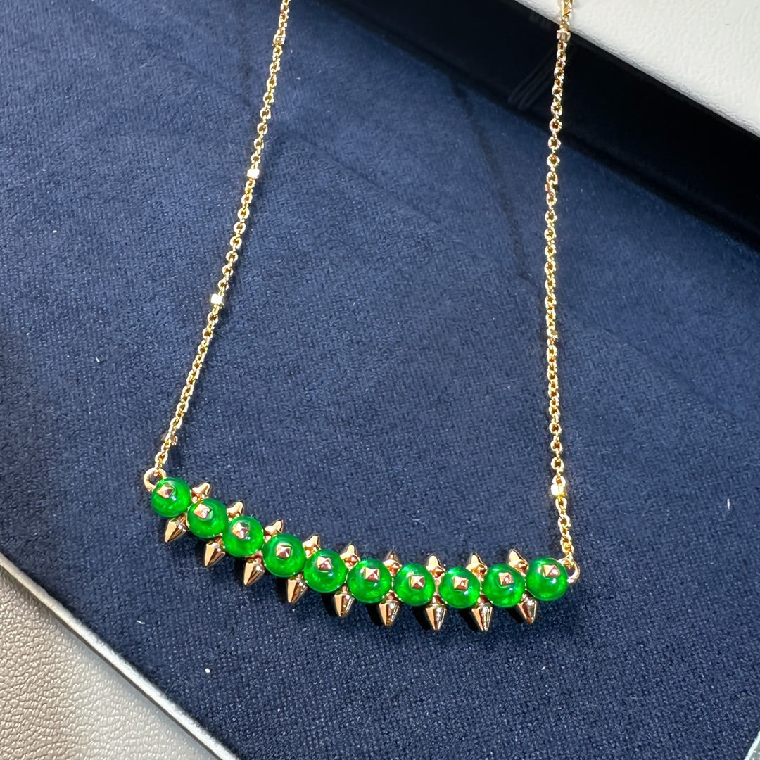 [⭐Miroze]New Arrival: Green Bead Rivet Necklace