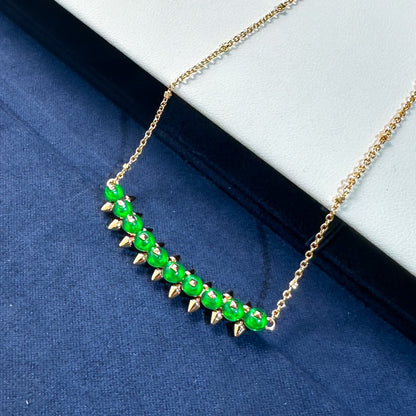 [⭐Miroze]New Arrival: Green Bead Rivet Necklace