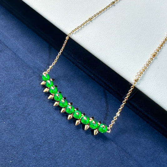 [⭐Miroze]New Arrival: Green Bead Rivet Necklace