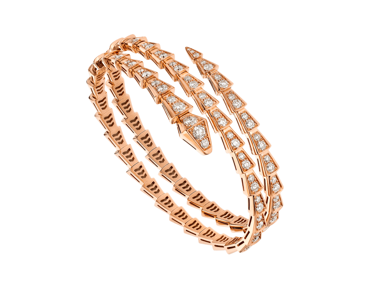 [⭐Miroze]SERPENTI BRACELET PINK GOLD DIAMOND DOUBLE ROW