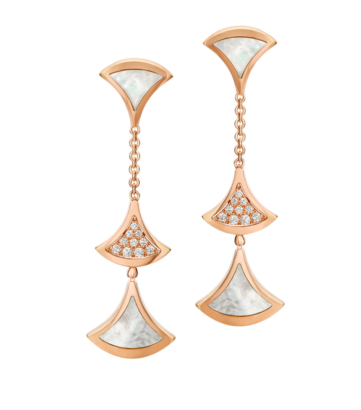 [⭐Veya]DREAM EARRINGS 3 MOTIFS DIAMOND MOP PINK GOLD