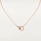⭐Miroze LOVE 7.6MM NECKLACE ROSE GOLD AND SILVER  FULL DIAMOND