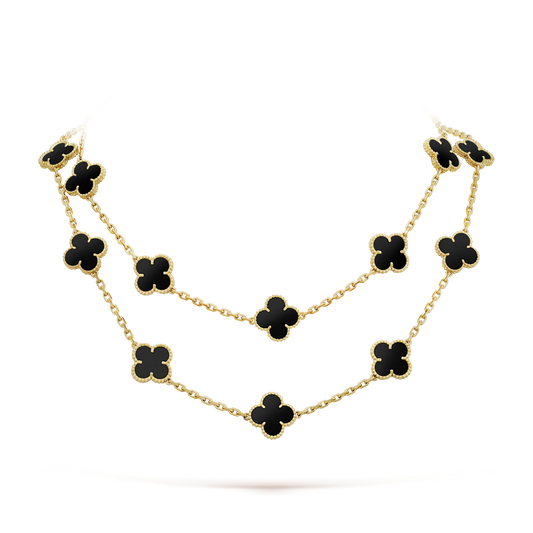 [⭐Miroze]CLOVER 20 MOTIFS ONYX NECKLACE