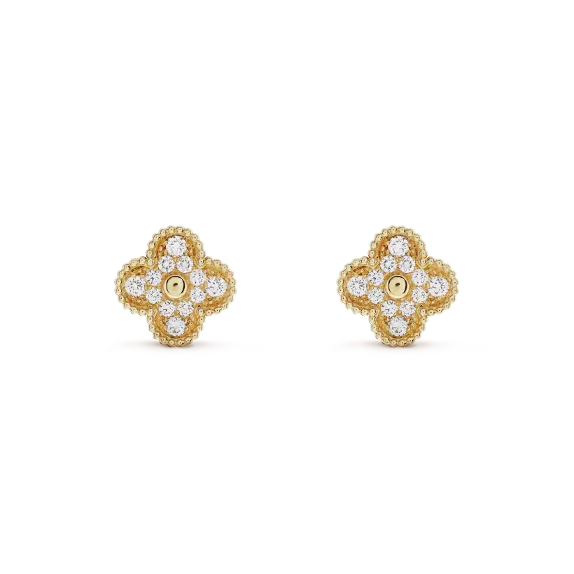 [⭐Miroze] CLOVER MEDIUM 1 MOTIFS FUll DIAMOND EARRINGS