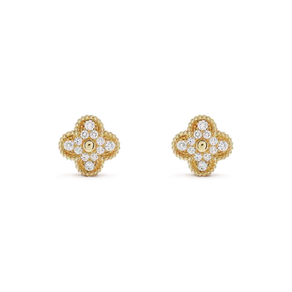 [⭐Miroze] CLOVER MEDIUM 1 MOTIFS FUll DIAMOND EARRINGS