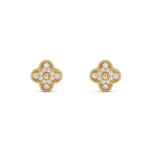 [⭐Miroze]CLOVER MEDIUM 1 MOTIFS FUll DIAMOND EARRINGS
