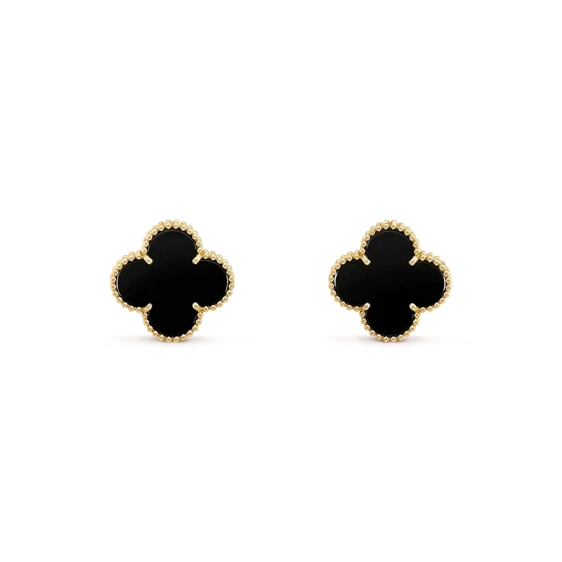 ⭐Miroze CLOVER MEDIUM 1 MOTIFS  ONYX STUD EARRINGS