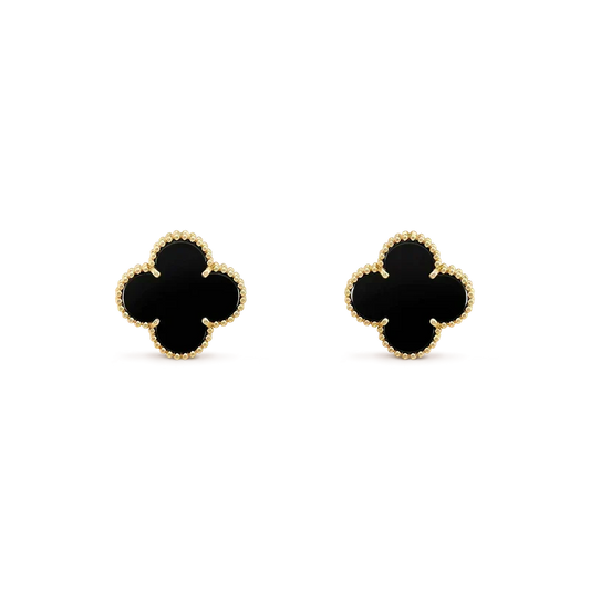 [⭐Miroze]CLOVER MEDIUM 1 MOTIFS  ONYX STUD EARRINGS