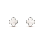 ⭐Miroze CLOVER MEDIUM 1 MOTIFS  WHITE MOP EARRINGS SILVER