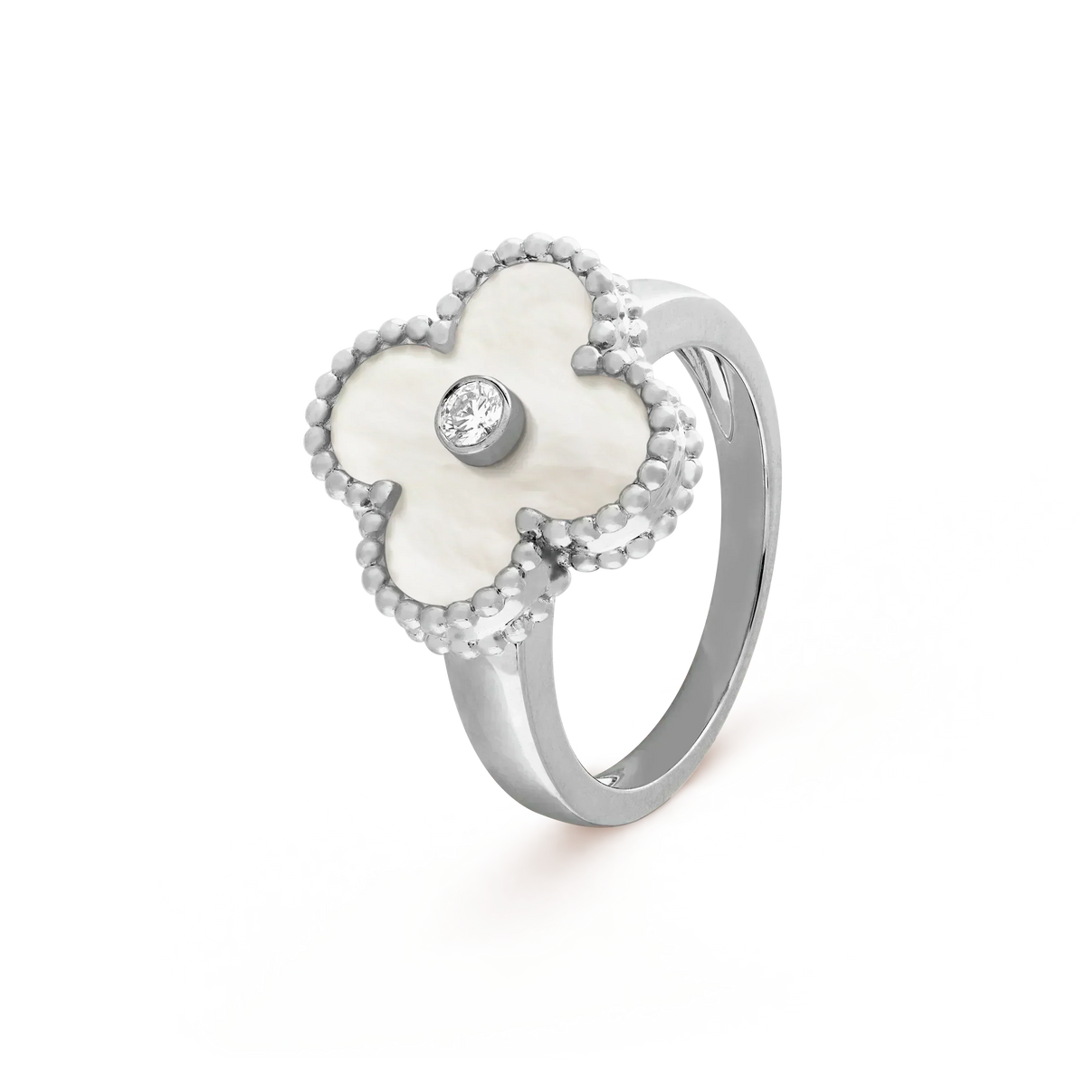 [⭐Miroze]CLOVER SILVER MOP DIAMOND RING