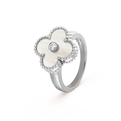 [⭐Miroze]CLOVER SILVER MOP DIAMOND RING