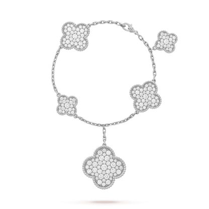 [⭐Miroze] CLOVER 6 MOTIFS SILVER DIAMOND BRACELET