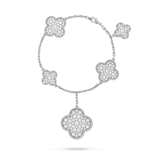[⭐Miroze]CLOVER 6 MOTIFS SILVER DIAMOND BRACELET