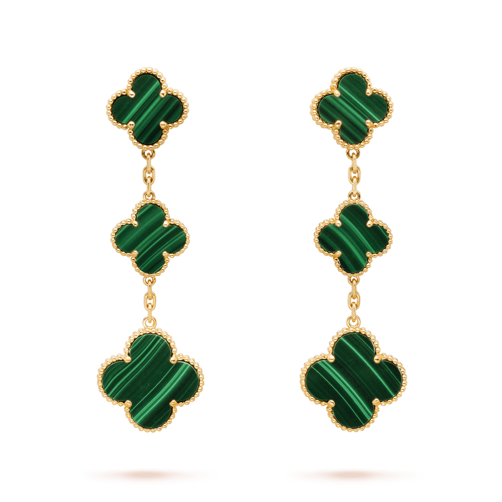 ⭐Miroze CLOVER MALACHITE 3 MOTIFS GOLD